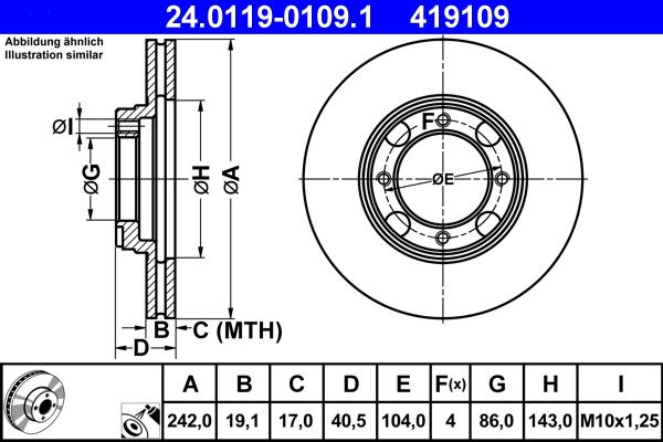 ATE 24.0119-0109.1 - Əyləc Diski furqanavto.az