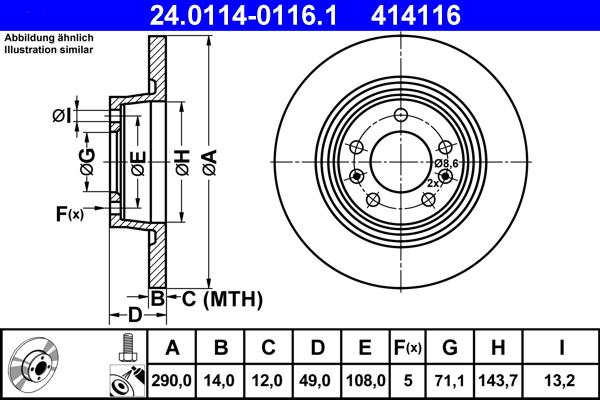 ATE 24.0114-0116.1 - Əyləc Diski furqanavto.az