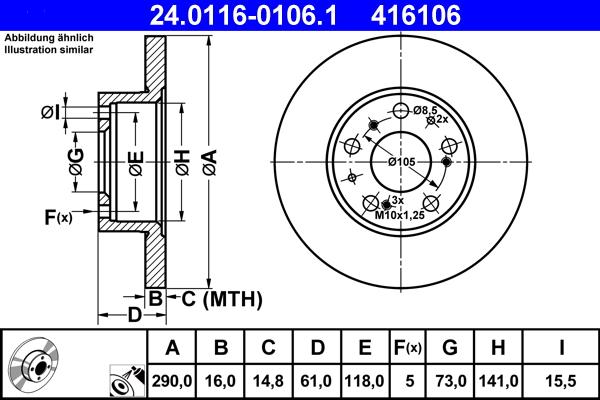 ATE 24.0116-0106.1 - Əyləc Diski furqanavto.az