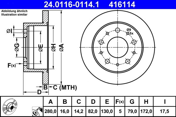 ATE 24.0116-0114.1 - Əyləc Diski furqanavto.az