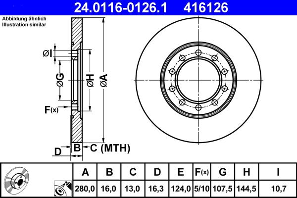 ATE 24.0116-0126.1 - Əyləc Diski furqanavto.az