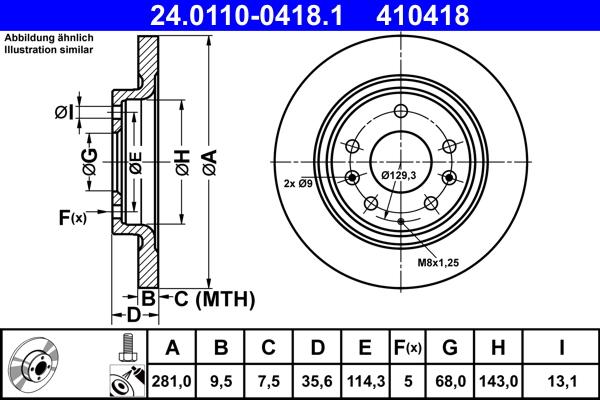 ATE 24.0110-0418.1 - Əyləc Diski furqanavto.az