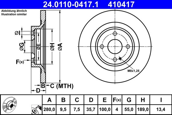 ATE 24.0110-0417.1 - Əyləc Diski furqanavto.az