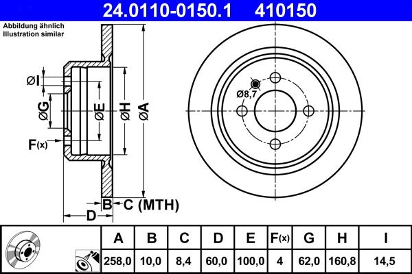 ATE 24.0110-0150.1 - Əyləc Diski furqanavto.az