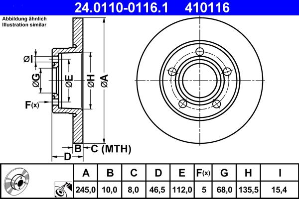 ATE 24.0110-0116.1 - Əyləc Diski furqanavto.az