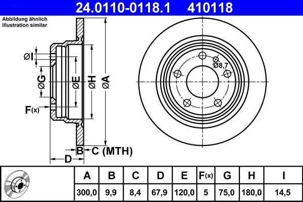 ATE 24.0110-0118.1 - Əyləc Diski furqanavto.az