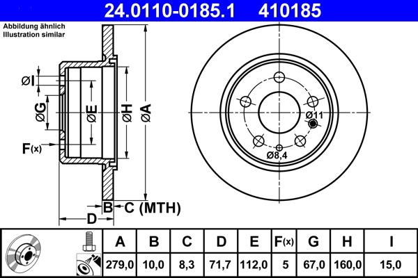 ATE 24.0110-0185.1 - Əyləc Diski furqanavto.az