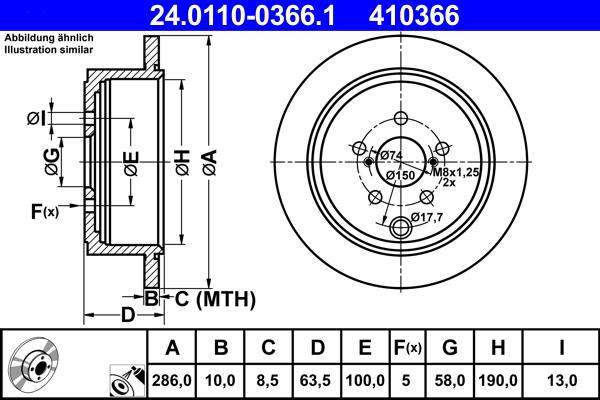 ATE 24.0110-0366.1 - Əyləc Diski furqanavto.az