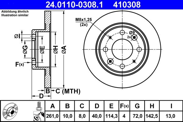 ATE 24.0110-0308.1 - Əyləc Diski furqanavto.az