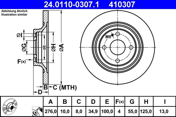 ATE 24.0110-0307.1 - Əyləc Diski furqanavto.az