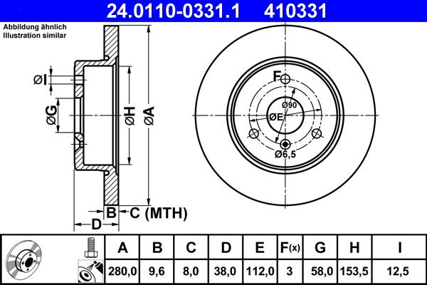 ATE 24.0110-0331.1 - Əyləc Diski furqanavto.az