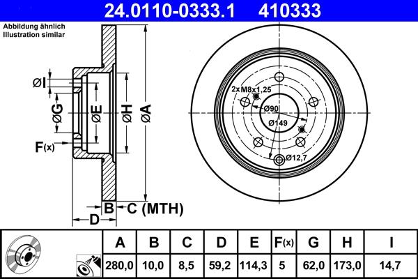 ATE 24.0110-0333.1 - Əyləc Diski furqanavto.az