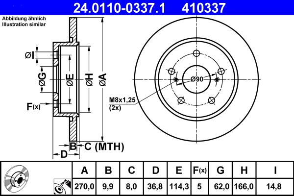 ATE 24.0110-0337.1 - Əyləc Diski furqanavto.az