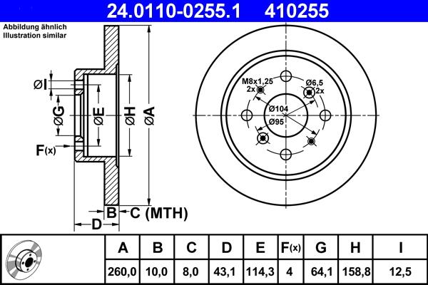 ATE 24.0110-0255.1 - Əyləc Diski furqanavto.az