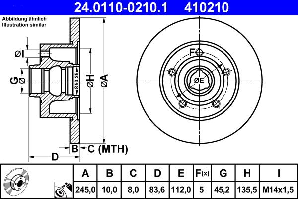 ATE 24.0110-0210.1 - Əyləc Diski furqanavto.az