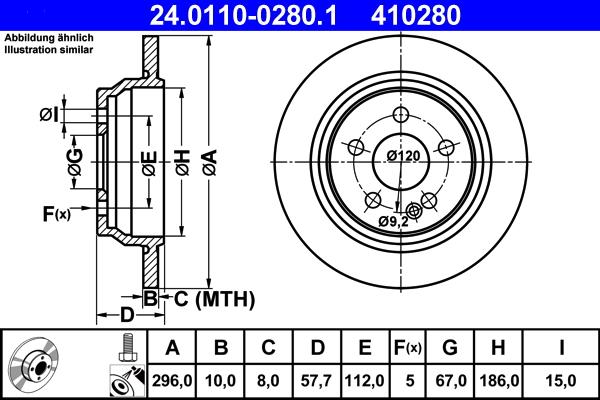 ATE 24.0110-0280.1 - Əyləc Diski furqanavto.az