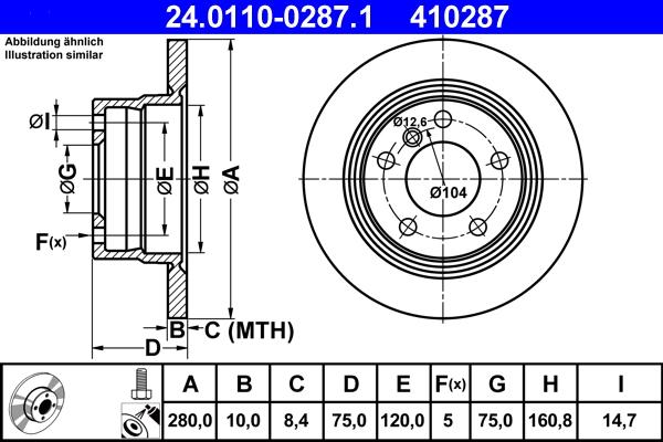 ATE 24.0110-0287.1 - Əyləc Diski furqanavto.az