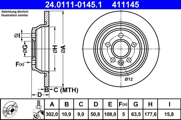 ATE 24.0111-0145.1 - Əyləc Diski furqanavto.az