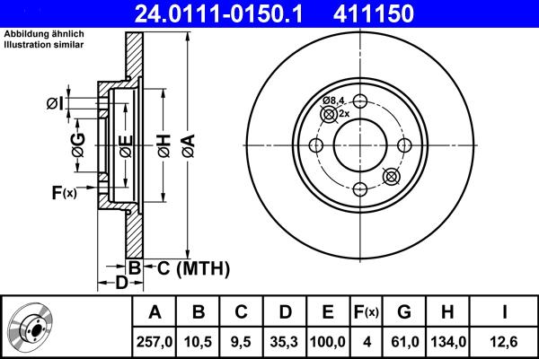 ATE 24.0111-0150.1 - Əyləc Diski furqanavto.az