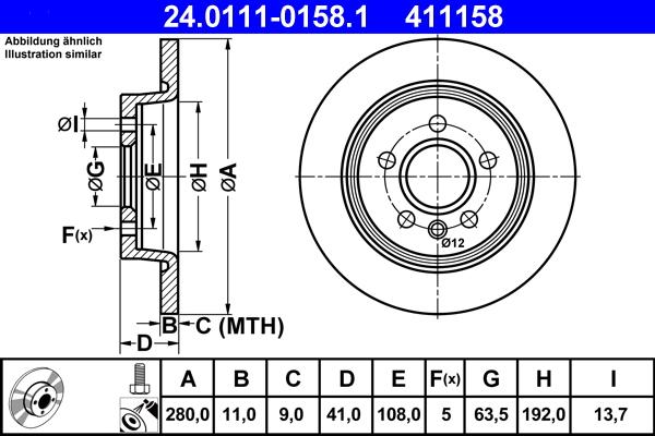 ATE 24.0111-0158.1 - Əyləc Diski furqanavto.az