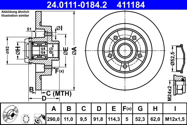 ATE 24.0111-0184.2 - Əyləc Diski furqanavto.az