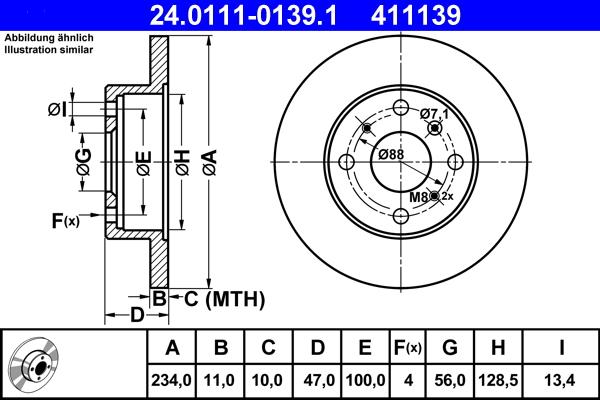 ATE 24.0111-0139.1 - Əyləc Diski furqanavto.az