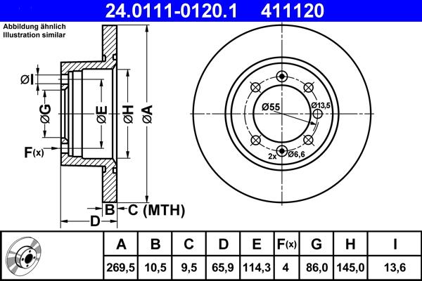 ATE 24.0111-0120.1 - Əyləc Diski furqanavto.az