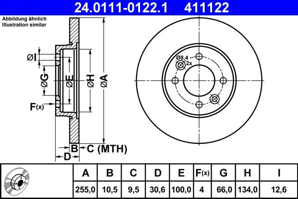 ATE 24.0111-0122.1 - Əyləc Diski furqanavto.az