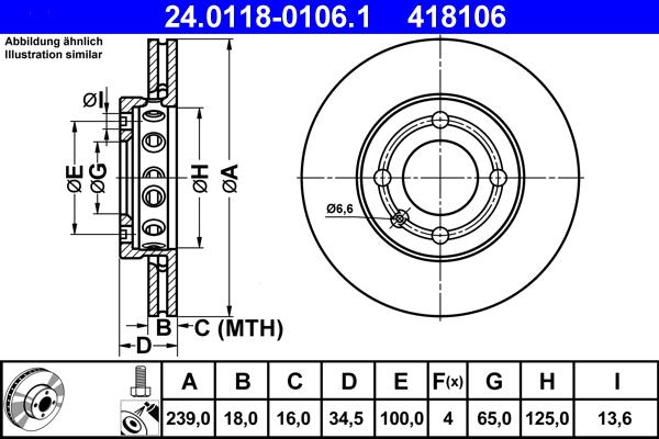 ATE 24.0118-0106.1 - Əyləc Diski furqanavto.az