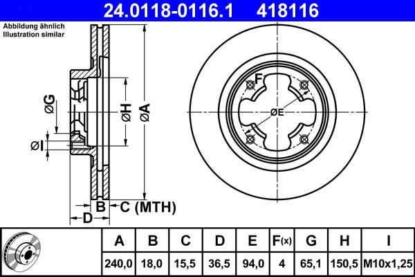 ATE 24.0118-0116.1 - Əyləc Diski furqanavto.az