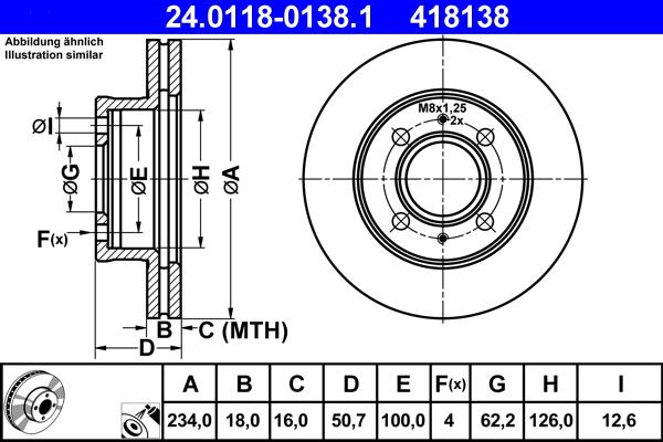 ATE 24.0118-0138.1 - Əyləc Diski furqanavto.az