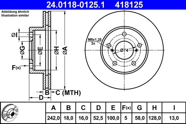 ATE 24.0118-0125.1 - Əyləc Diski furqanavto.az