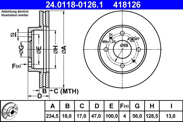 ATE 24.0118-0126.1 - Əyləc Diski furqanavto.az