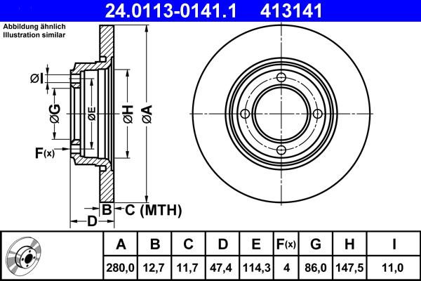 ATE 24.0113-0141.1 - Əyləc Diski furqanavto.az