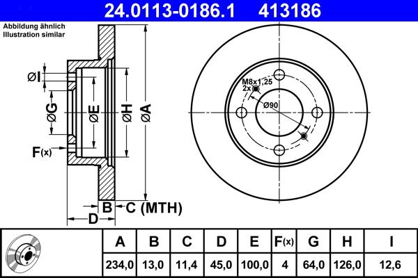 ATE 24.0113-0186.1 - Əyləc Diski furqanavto.az