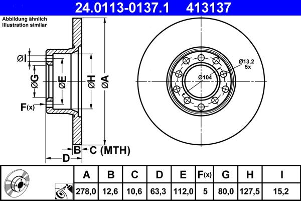 ATE 24.0113-0137.1 - Əyləc Diski furqanavto.az