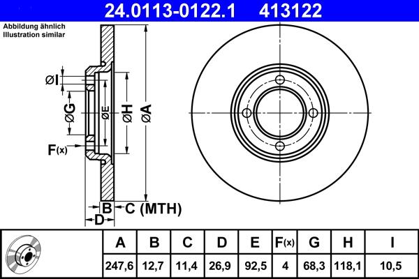 ATE 24.0113-0122.1 - Əyləc Diski furqanavto.az