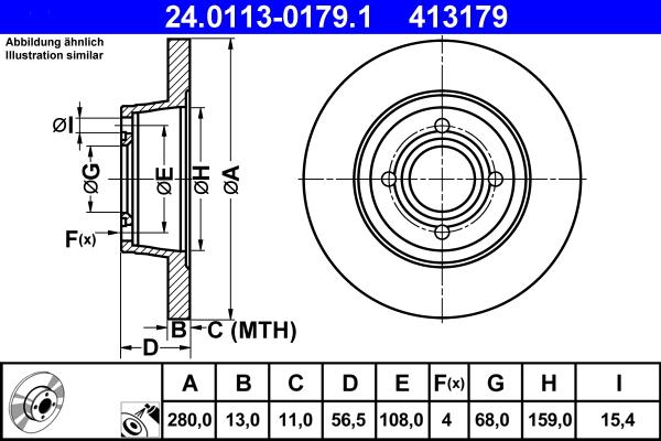 ATE 24.0113-0179.1 - Əyləc Diski furqanavto.az