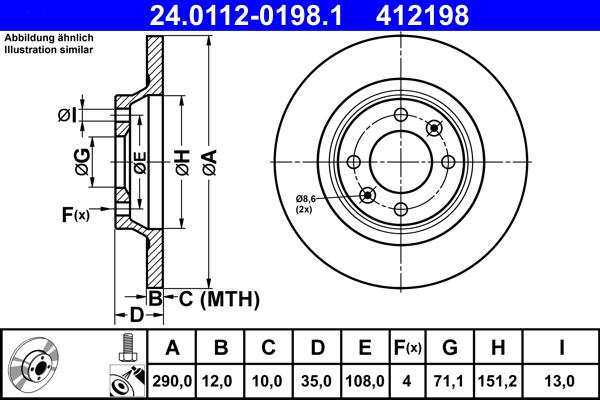 ATE 24.0112-0198.1 - Əyləc Diski furqanavto.az