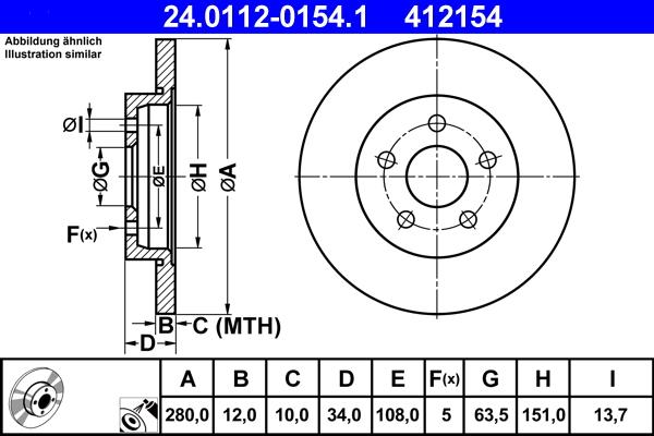 ATE 24.0112-0154.1 - Əyləc Diski furqanavto.az