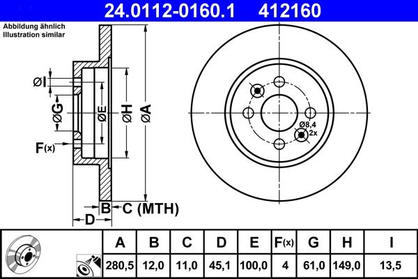 ATE 24.0112-0160.1 - Əyləc Diski furqanavto.az