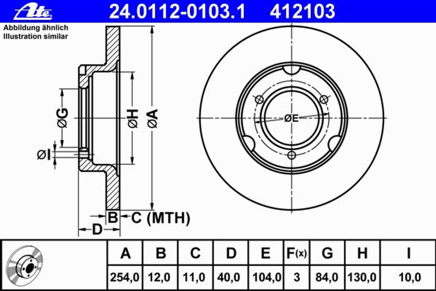 ATE 24011201031 - Əyləc Diski furqanavto.az