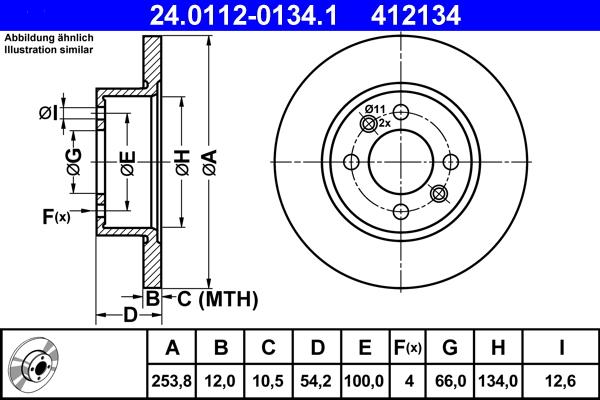 ATE 24.0112-0134.1 - Əyləc Diski furqanavto.az