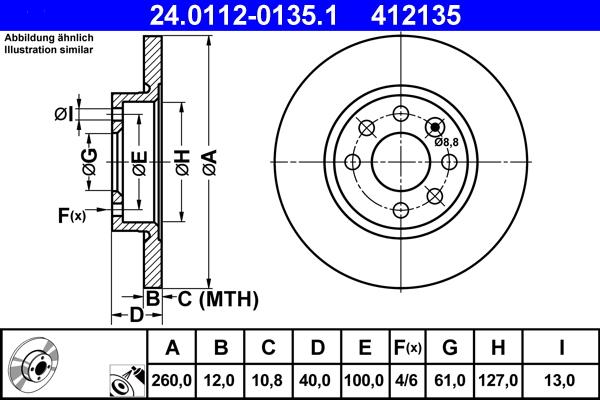 ATE 24.0112-0135.1 - Əyləc Diski furqanavto.az