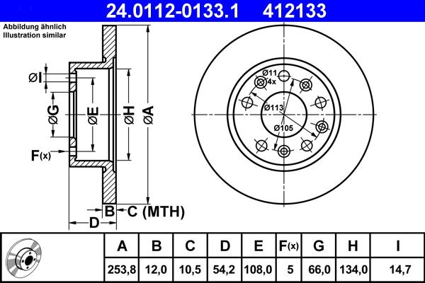 ATE 24.0112-0133.1 - Əyləc Diski furqanavto.az