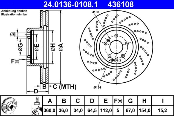 ATE 24.0136-0108.1 - Əyləc Diski furqanavto.az