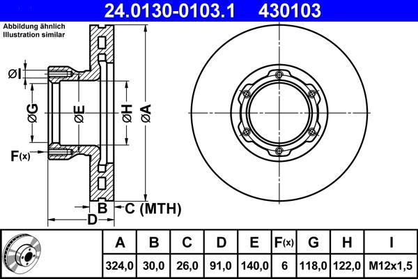 ATE 24.0130-0103.1 - Əyləc Diski furqanavto.az