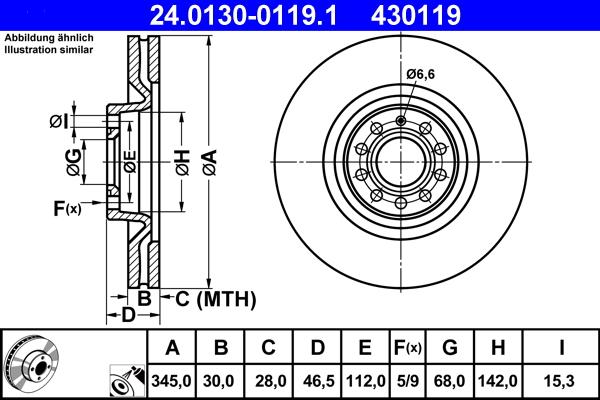 ATE 24.0130-0119.1 - Əyləc Diski furqanavto.az