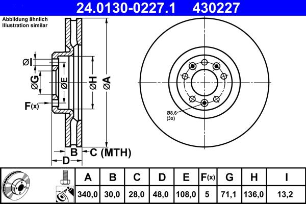 ATE 24.0130-0227.1 - Əyləc Diski furqanavto.az