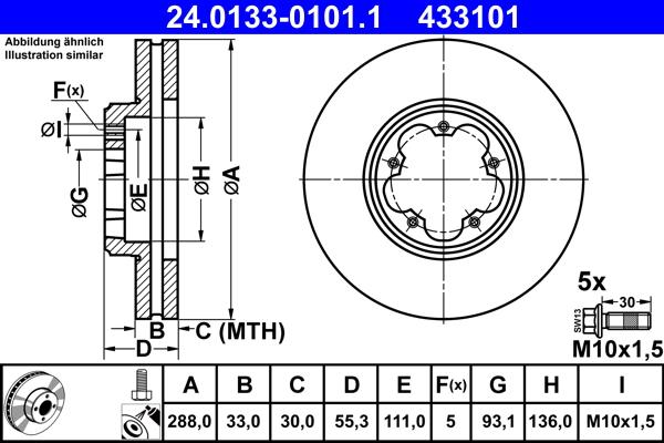 ATE 24.0133-0101.1 - Əyləc Diski furqanavto.az